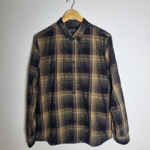Prana Rennin Casual Button Front plaid Shirt Men's Brown/Tan Size med